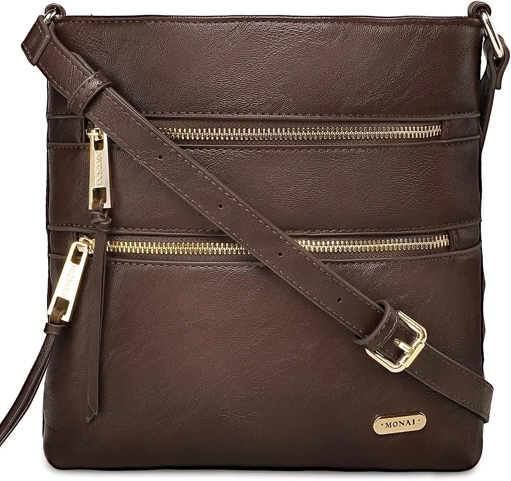 vangue crossbody bag for women vegan leather brown